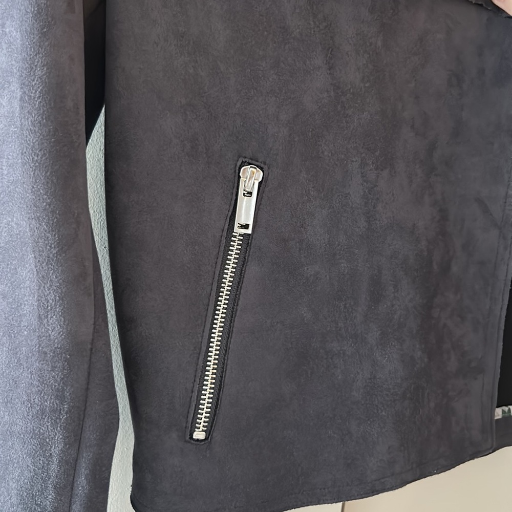 Anthropologie Gray Suede Bomber Jacket - Picture 3 of 4